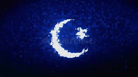 Star And Crescent Symbol Islam Religion Icon Shining Glitter Loop Blinking Particles Stock