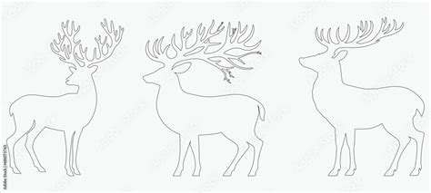 Vecteur Stock Christmas Deer Silhouettes Graphic Black Silhouettes Of Wild Deer Male Female