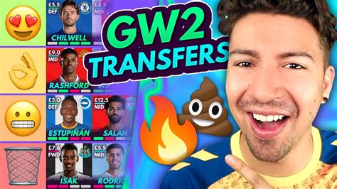 FPL GW2 BEST TRANSFERS Transfer Tier List For Gameweek 2 Fantasy