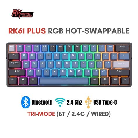 SG Royal Kludge RK Plus Hot Swappable Bluetooth Wireless RGB Mechanical Gaming Keyboard