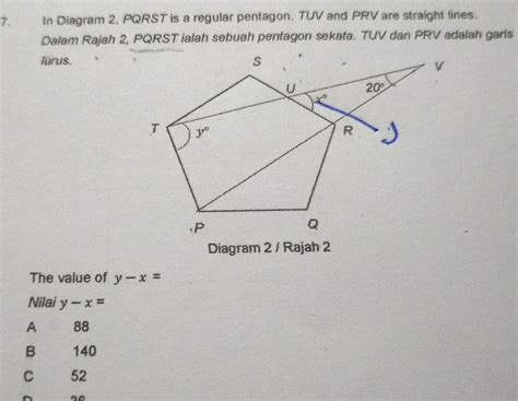 Solved In Diagram Pqrst Is A Regular Pentagon Tuv And Prv Are