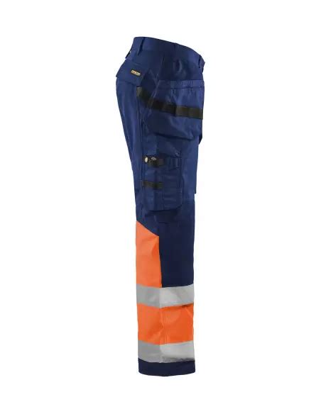 Pantalon Artisan Haute Visibilit Stretch Marine Orange Fluo