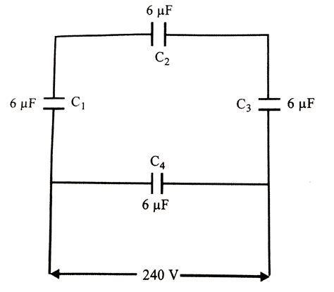 A Network Of Four Capacitors Of 6 MuF Each Is Connected To A 240 V