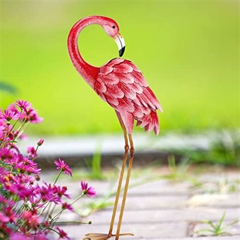 Bits And Pieces 35 ½” Tall Metal Flamingo Garden Statues Yard Decorations