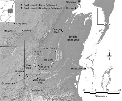 1 Map Of San Pedro Maya Sites In And Near Northern British Honduras