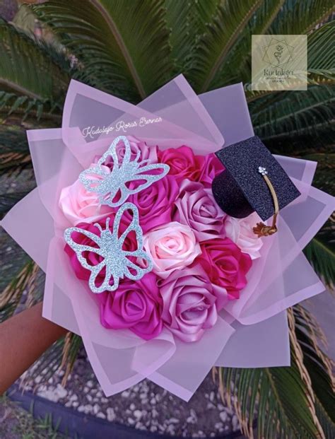 Eternal Rose Bouquet With Graduation Cap And Butterflies