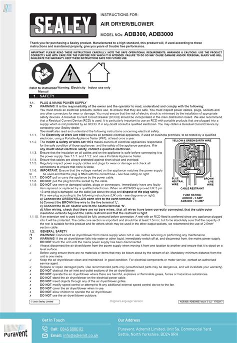 Sealey Adb3000 Instructions Pdf Download Manualslib