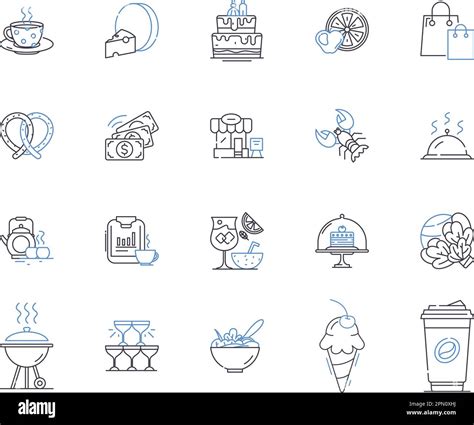 Cafe And Bakery Outline Icons Collection Cafe Bakery Coffee Tea