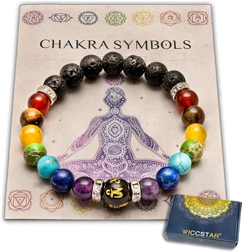 Double Chakra Bracelet En Pierre Naturelle Reiki Charme Avec La Carte