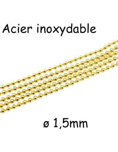 Chainette Bille Mm En Acier Inoxydable Dor Pour Bijoux