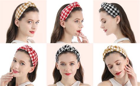 Qianxuan Black Fabric Headbands For Women Top Knotted