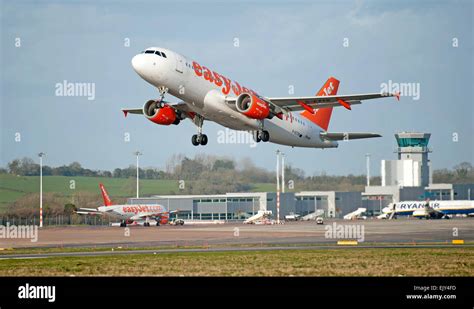 Easyjet Passenger Plane Taking Off From Bristol Airport In England Uk