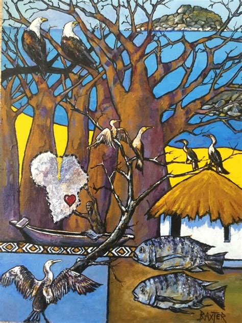 African Original Painting Of Life In Lake Malawi Etsy