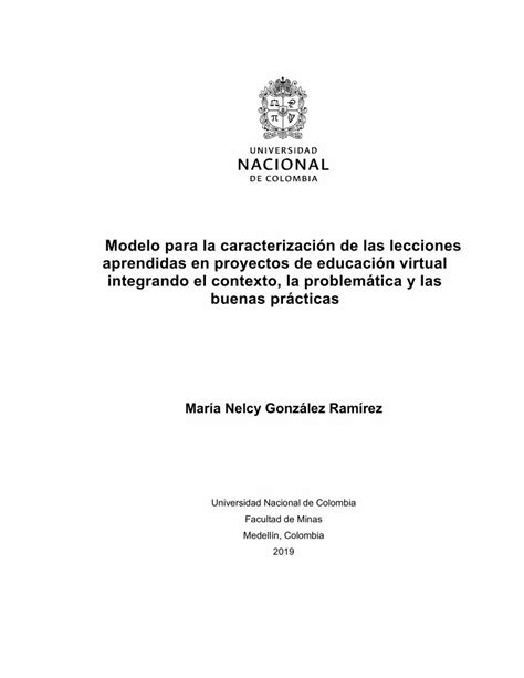 Pdf Modelo Para La Caracterizaci N De Las Lecciones Aprendidas