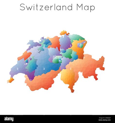 Low Poly Map Of Switzerland Switzerland Geometric Polygonal Mosaic