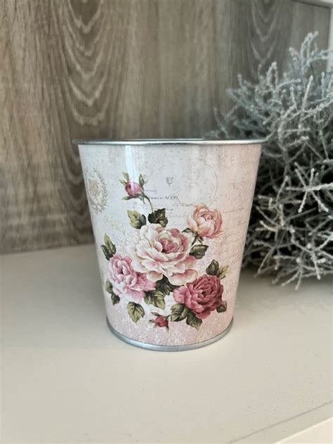 Übertopf im Shabby Chic Vintage Look aus Metall Neu Kaufen auf