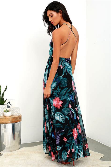 Floral Print Dress Maxi Dress Backless Dress 7800