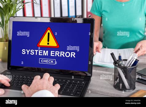 laptop screen  system error concept stock photo alamy