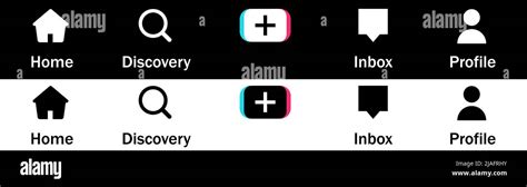 Tiktok Icon Set for Application Menu, Home, Discover, Add, Inbox and ...