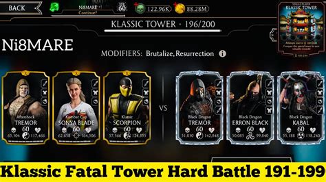 Klassic Fatal Tower Hard Battle 190 199 Fight Rewards Talent Tree