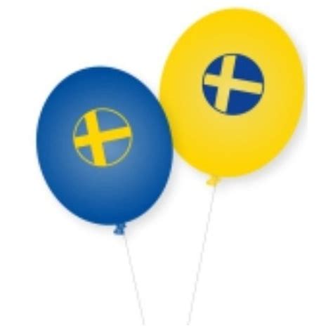 Landen Thema Versiering Vlag Zweden Kleuren Ballonnen 8x Stuks Fun En