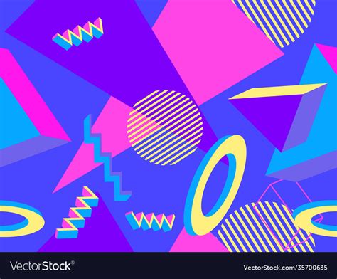 Geometric Memphis Seamless Pattern In Style Vector Image