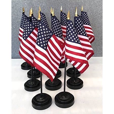 12 US 4"x6" Miniature Desk & Table Flags Includes 12 Flag Stands & 12 ...