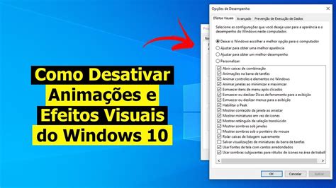 Como Desativar Anima Es E Efeitos Visuais Do Windows Youtube