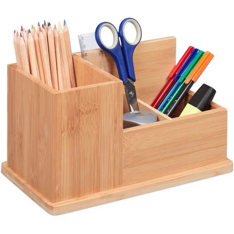 Pot Crayons En Bambou Organiseur De Bureau Compartiments H X L X