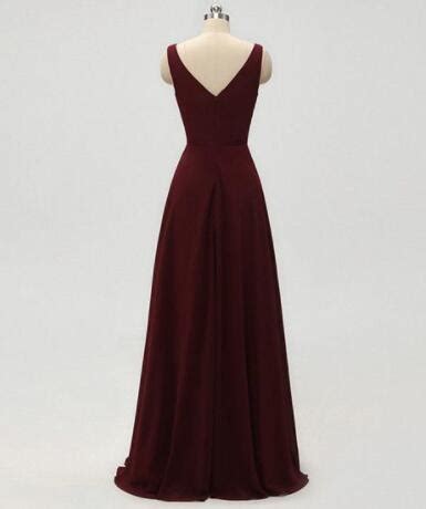 A Line V Neck Sleeveless Burgundy Chiffon Prom Dresses On Luulla