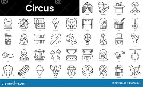 Set Of Outline Circus Icons Minimalist Thin Linear Web Icons Bundle