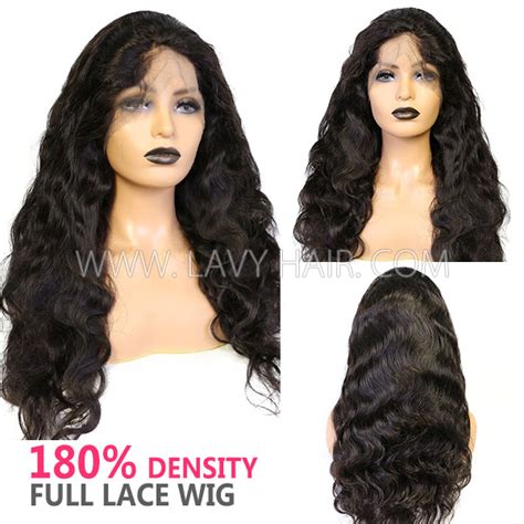 1b 100 Human Hair Full Lace Wigs 180 Density Body Wave