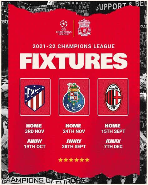 The fixture dates for our Champions League group stage matches. : r/LiverpoolFC