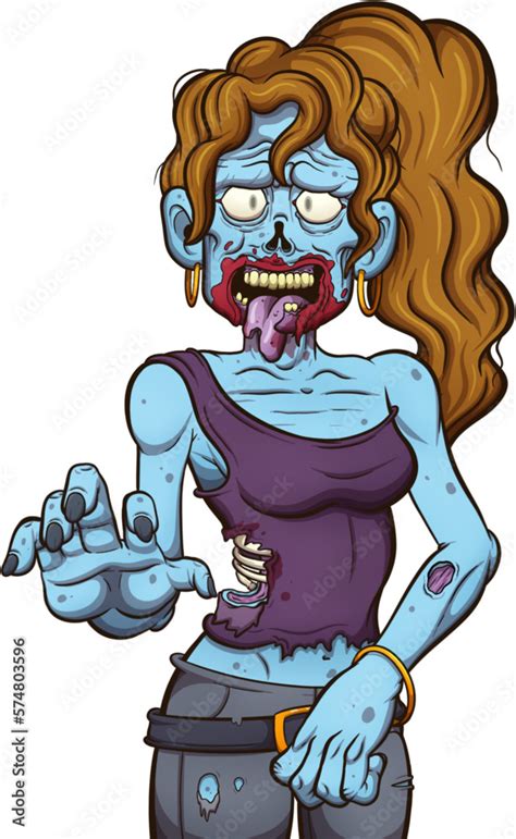 Zombie Girl Vector Clip Art Illustration With Simple Gradients Stock