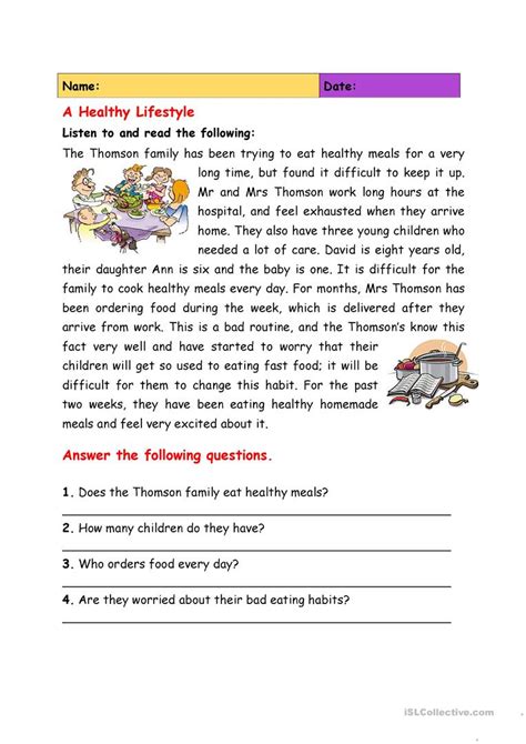 Th Grade Health Worksheets