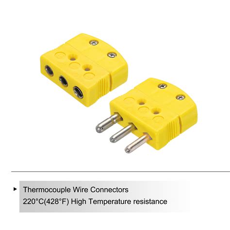 K Type Thermocouple Wire Connector Female Male Plug With 3 Prong Round