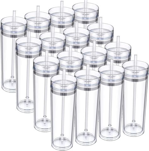 Dandat 18 Pack Skinny Acrylic Tumbler With Lid And Straw