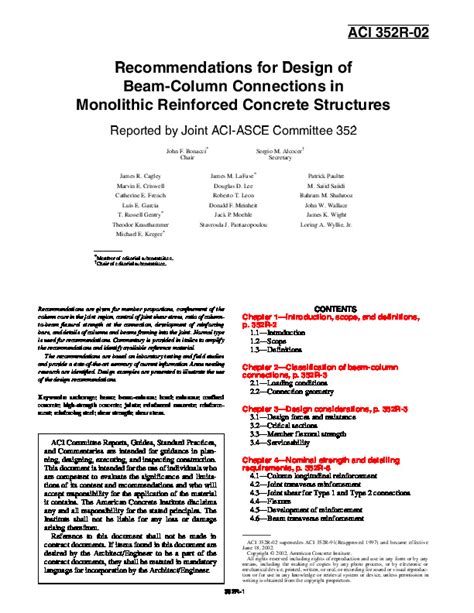 Recommendations For Design Of Beam Column Connections In Monolithic