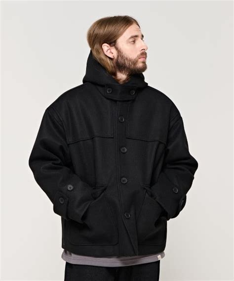 Musinsa Cargobros Cb Semi Over Hooded Short Coat Black