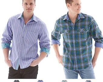 Men S Shirt With Fabric Variations Simplicity Sewing Pattern Etsy