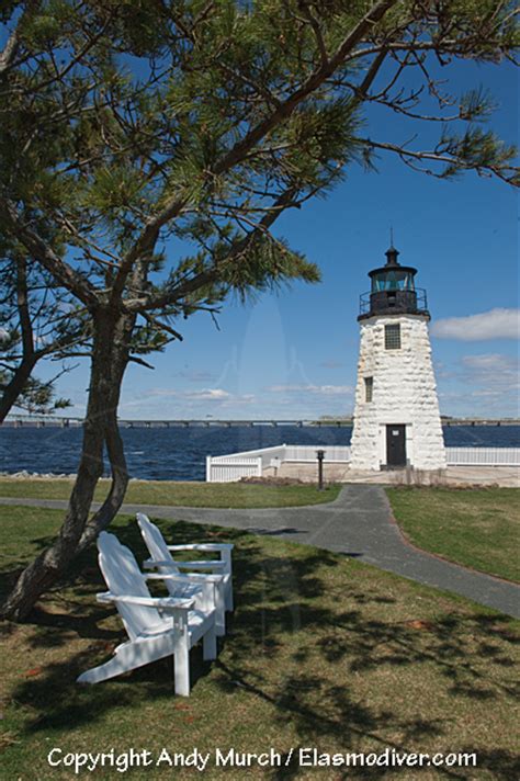 Goat Island Lighthouse Newport Harbour Rhode Island Usa