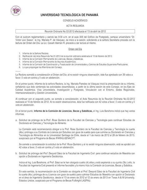 PDF UNIVERSIDAD TECNOLÓGICA DE PANAMÁ Consejo Académico Acta