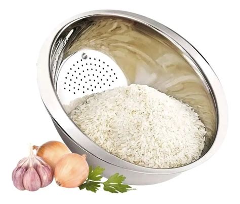 Escorredor Arroz A O Inox Multiuso Macarr O E Legumes Cm