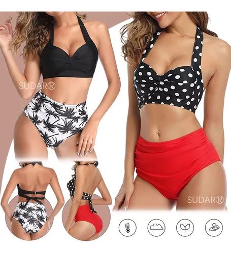 Traje De Baño Para Mujer Bikini 2 Piezas Cintura Alta MercadoLibre