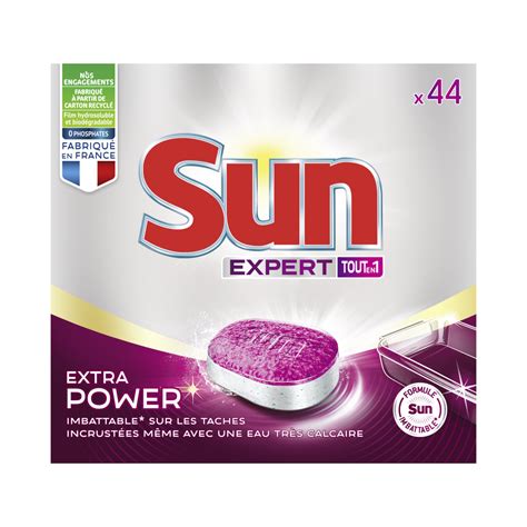 SUN Tablettes Lave Vaisselle Expert Extra Power 44 Pastilles Pas Cher