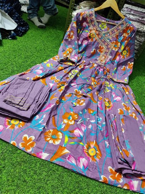 Women Indian Palazzo Kurta Set Designer Dupatta Cotton Salwar Kameez Set Printed Nyra Cut