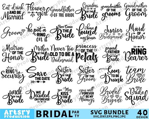 Bridal Party Svg Bundle Bachelorette Shirt Svg Wedding Svg Etsy