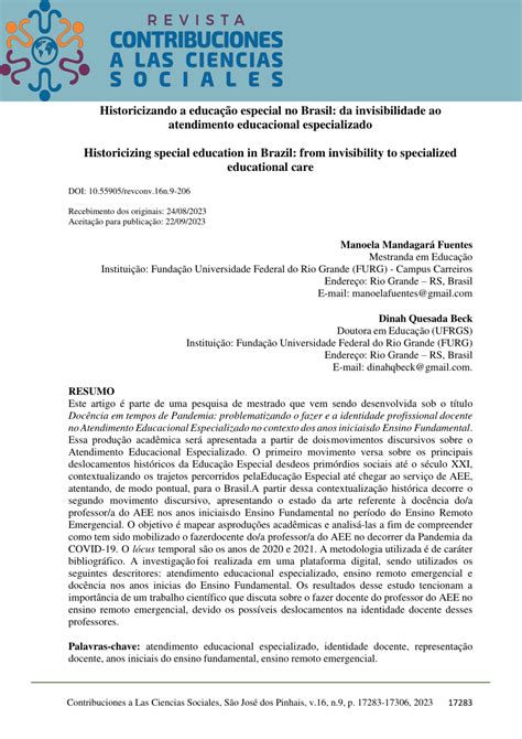 PDF Historicizando a educação especial no Brasil da invisibilidade