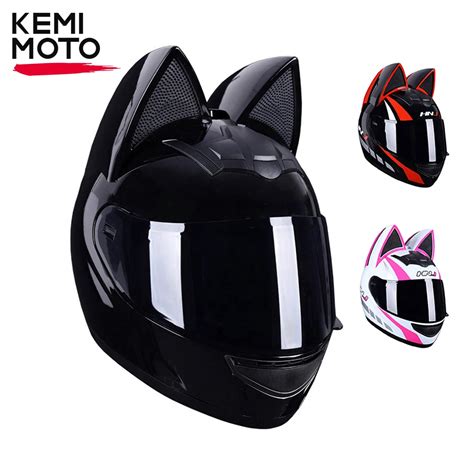 Casco De Moto Con Orejas De Gato Desmontable Aprobado Por DOT