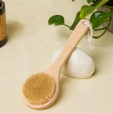 Body Natural Brush Exfoliating Scrub Brush Bristle Long Handle Wooden Massage Bath Brushes